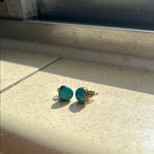 Elegant Gold and Turquoise Stud Earrings